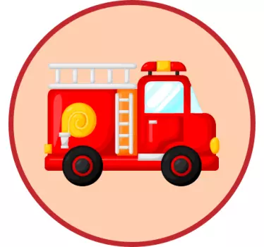 Vinilo infantil redonda camión bomberos - TenVinilo