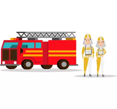 Vinilo pared infantil héroes de los camiones de bomberos - TenVinilo