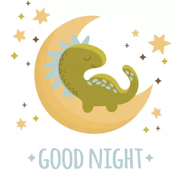 Vinilo pared infantil luna de dinosaurio soñoliento - TenVinilo