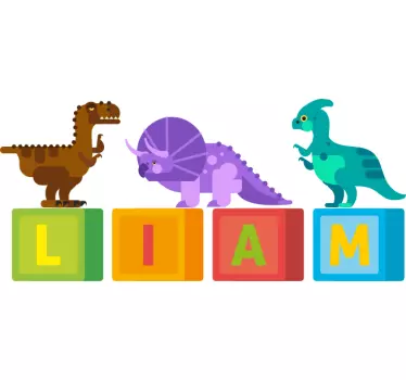 Vinilo pared infantil bloques de dinosaurios coloridos - TenVinilo