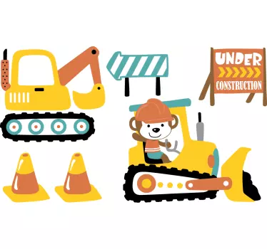 Vinilo para niños de construcción con mono - TenVinilo
