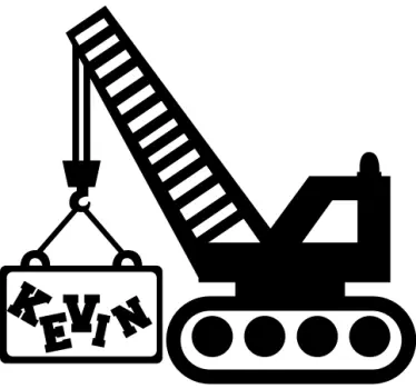 Vinilo para niños grúa construcción con nombre - TenVinilo