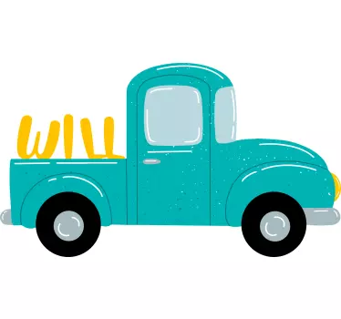 Vinilo bebé camioneta vintage con nombre - TenVinilo