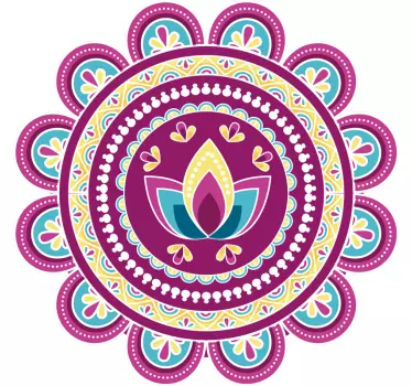 Vinilo de flor loto morada en mandala - TenVinilo