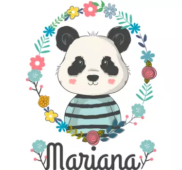 Vinilo pared infantil linda ilustración de panda - TenVinilo