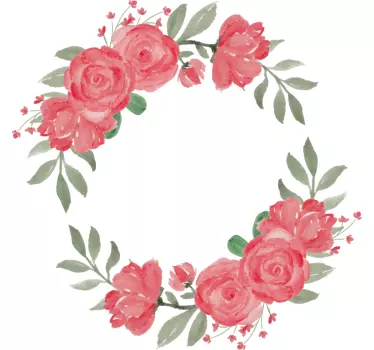 Vinilo de flores peonías rosa en corona - TenVinilo