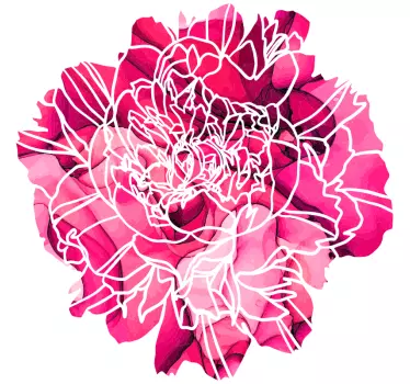 Vinilo de flores peonía color rosa - TenVinilo