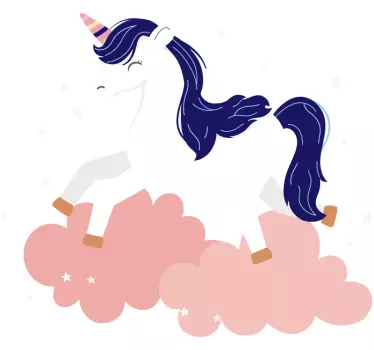 Vinilo pared infantil nubes de unicornios caprichosos - TenVinilo