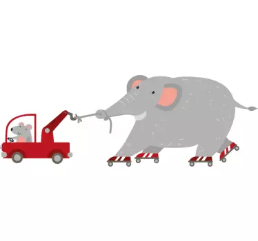 Vinilo pared infantil elefante y ratón - TenVinilo