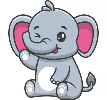 Vinilo animal bebé elefante feliz - TenVinilo