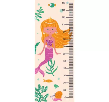 Vinilo medidor infantil tabla de crecimiento de sirena - TenVinilo