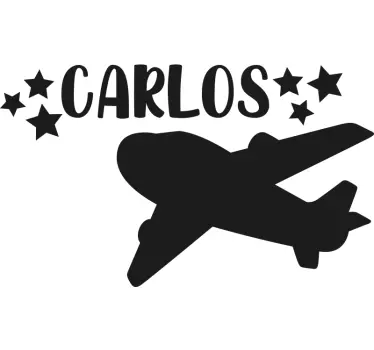 Vinilo pared infantil motivo de avión personalizado - TenVinilo