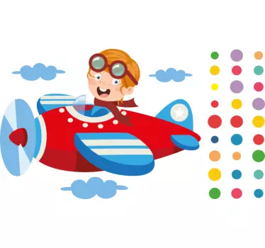 Vinilo pared infantil aeronave infantil voladora - TenVinilo