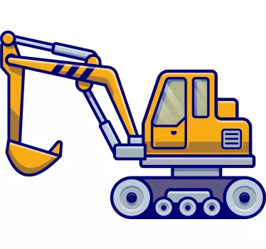 Vinilo pared infantil excavadora vehículo de construcción - TenVinilo