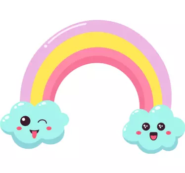 Vinilo decorativo cartoon Sonriendo lindo dibujos animados nubes  - TenVinilo