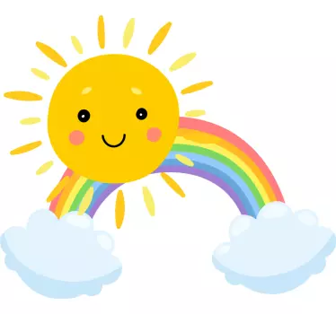 Vinilo infantil arcoíris con sol - TenVinilo