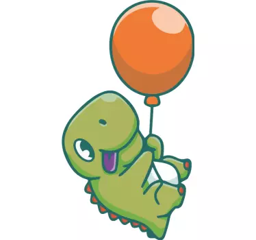 Vinilo pared infantil globo dinosaurio alegre - TenVinilo