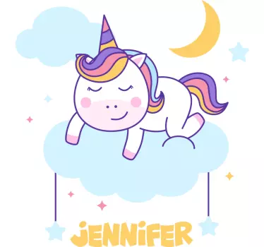 Vinilo pared infantil fantasía de unicornio personalizada - TenVinilo