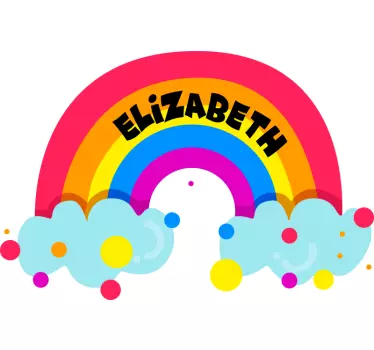 Vinilo pared infantil nombre personalizado arcoíris - TenVinilo