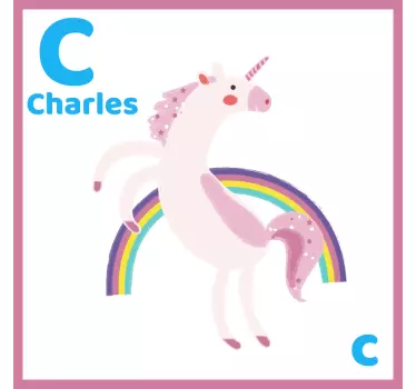 Vinilo pared infantil fantasía de unicornio adorable - TenVinilo