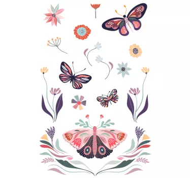 Vinilo mampara baño emblema de mariposa vibrante - TenVinilo