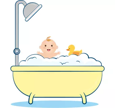 Vinilo mampara baño hora de baño con bebé - TenVinilo