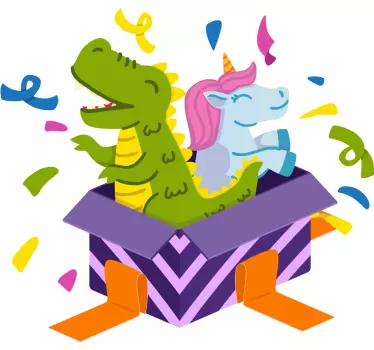 Vinilo pared infantil dinosaurio unicornio colorido - TenVinilo