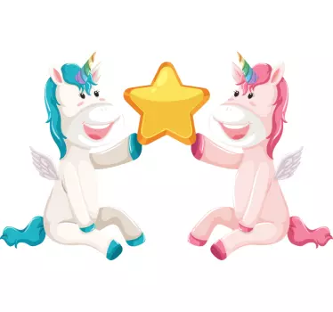 Vinilo decorativo de unicornios y una estrella - TenVinilo