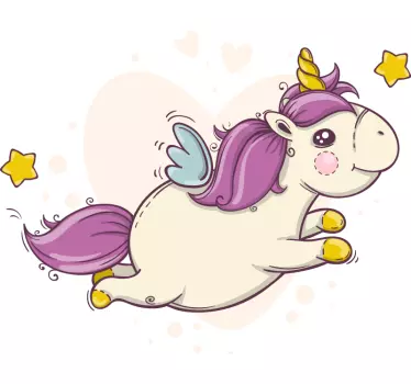 Vinilo decorativo cuento infantil Dibujos animados unicornio mora - TenVinilo