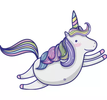 Vinilo pared infantil ilustración de unicornio juguetón - TenVinilo