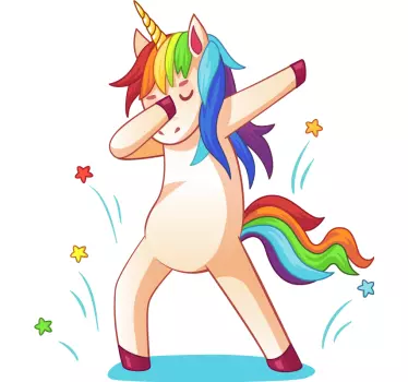 Vinilo infantil unicornio moderno bailando - TenVinilo