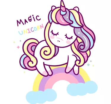 Vinilo infantil unicornio mágico tonos pastel - TenVinilo