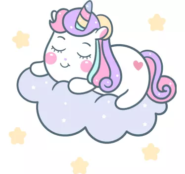 Vinilo para niñas unicornio durmiendo en nube - TenVinilo
