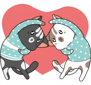 Vinilo decorativo ilustración Gatitos de anime kawaii - TenVinilo