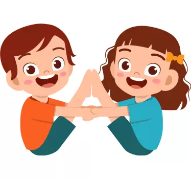 Vinilo pared infantil niños alegres jugando - TenVinilo