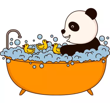 Vinilo pared infantil panda divirtiéndose en el baño - TenVinilo