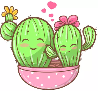 Vinilo de plantas dos cactus sonrientes - TenVinilo