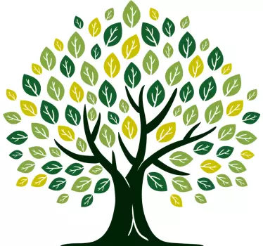 Vinilo de árbol para pared árbol de la vida hojas de sombra verde - TenVinilo
