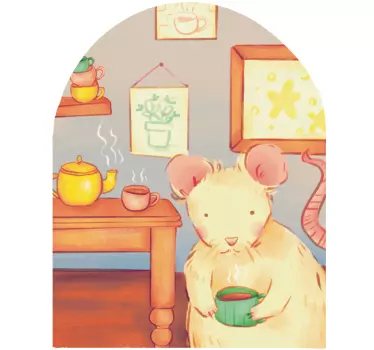 Vinilo pared infantil ilustración de ratón lindo - TenVinilo
