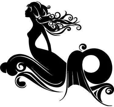 Vinilo mampara baño silueta de sirena elegante - TenVinilo