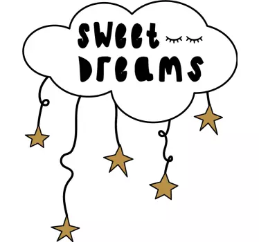 Vinilo pared infantil nube con estrellas - TenVinilo