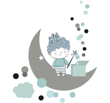 Vinilo pared infantil niño de la luna fantasioso - TenVinilo