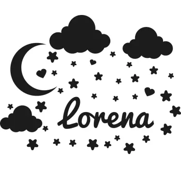 Vinilo decorativo ilustración Lluvia de estrellas con nombre - TenVinilo