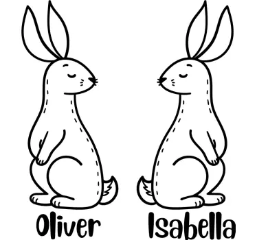 Vinilo pared infantil ilustración personalizada de conejo - TenVinilo