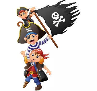 Vinilo pared infantil tripulación pirata juguetona - TenVinilo