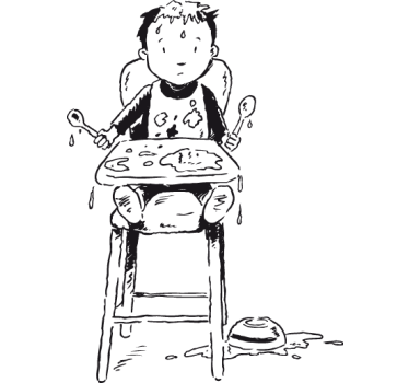Vinilo infantil niño comiendo desordenado - TenVinilo