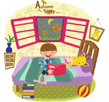 Vinilo infantil escena acogedora de cuentos - TenVinilo