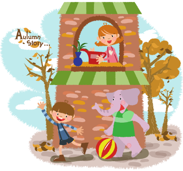 Vinilo infantil escena de juego en otoño - TenVinilo