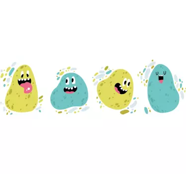 Vinilo pared infantil personajes blob alegres - TenVinilo
