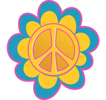 Vinilo circo símbolo de paz con flores - TenVinilo